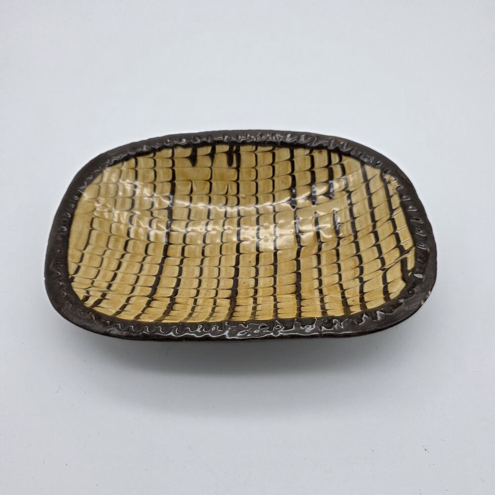Vintage Colonial Williamsburg Restoration Combed Slipware Redware Dish 7.5